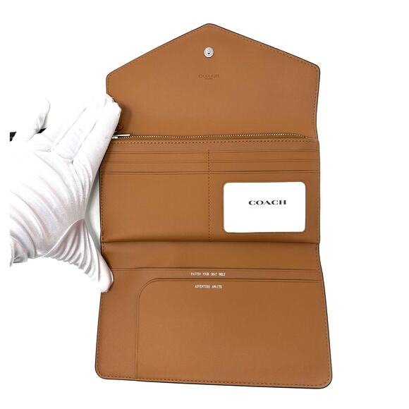 Coach Travel Envelope Wallet In Signature Canvas Graphite Black C1962 - Picture 4 of 11